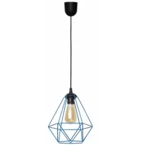 image of Netlighting Karo Wire Frame Pendant Ceiling Light Black, Blue 24cm