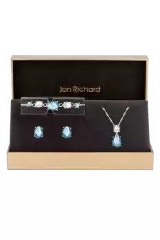 Image of Silver Plated And Aqua Stone Trio Set - Gift Boxed