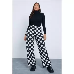 I Saw It First Black Polka Dot Printed Wide Leg Trousers - Black