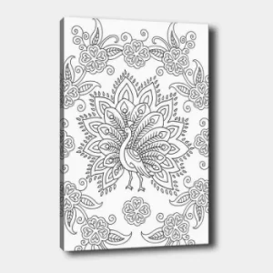 Image of MANDALA02 White Black Decorative Canvas Painting