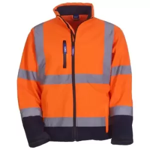 Image of Yoko Mens Hi-Vis Sofshell Jacket (Pack of 2) (XL) (Hi Vis Orange/Navy)
