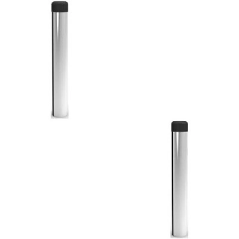 Image of Loops 2x Rubber Tipped Wall mounted Doorstop Cylinder 71 x 16mm Polished Chrome Multi