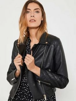 image of Mint Velvet Mint Velvet Black Faux Leather Jacket, Black, Size 10, Women