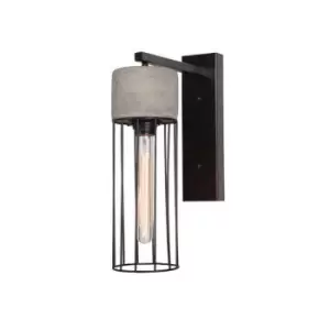 image of Ayios Sconce Wall Lamp 1 Light Concrete Steel Black