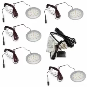 Image of Round LED Light Under Furniture Cabinet Shelf Cupboard Full Kit lumino - Light Colour Cold White - Lights 5