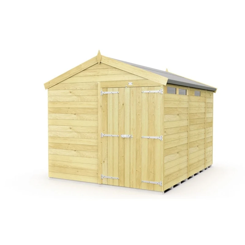 Image of Buttercup Farm 8 x 9 Feet Apex Security Shed - Double Door - L272 x W231 x H217cm in Brown Brown Unisex