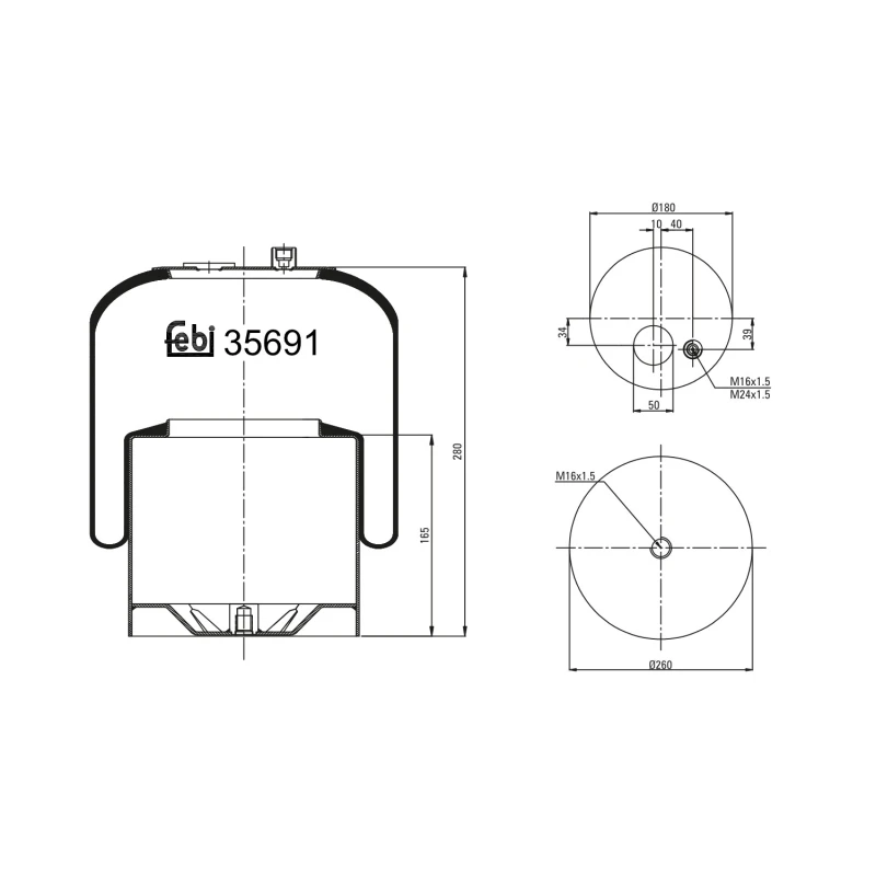 Image of FEBI BILSTEIN 35691 Boot, air suspension Rear Axle Right Boot,air suspension (324)