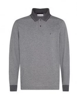 Calvin Klein Recycled Long Sleeve Polo Shirt - Grey, Size XL, Men