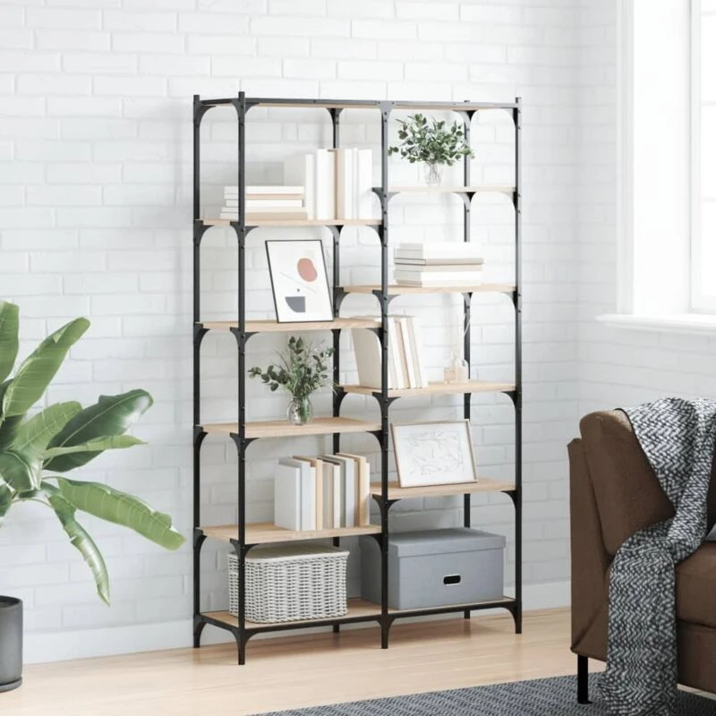 Image of VIDAXL Vidaxl - Bookshelf Sonoma Oak 100x32x170cm Engineered Wood and Iron 8720845940881
