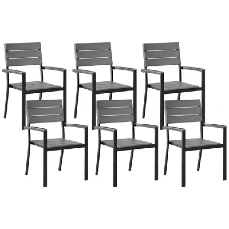 Image of Beliani Set Of 6 Garden Chairs Como Grey