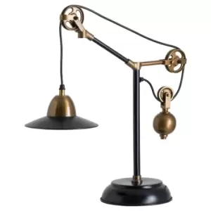 image of Industrial Black and Gold Adjustable Large Table Lamp