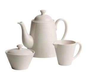 image of Belleek Living Ripple beverage pot sugar and cream set