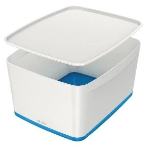 image of Leitz MyBox Large Storage Box With Lid WhiteBlue 52161036