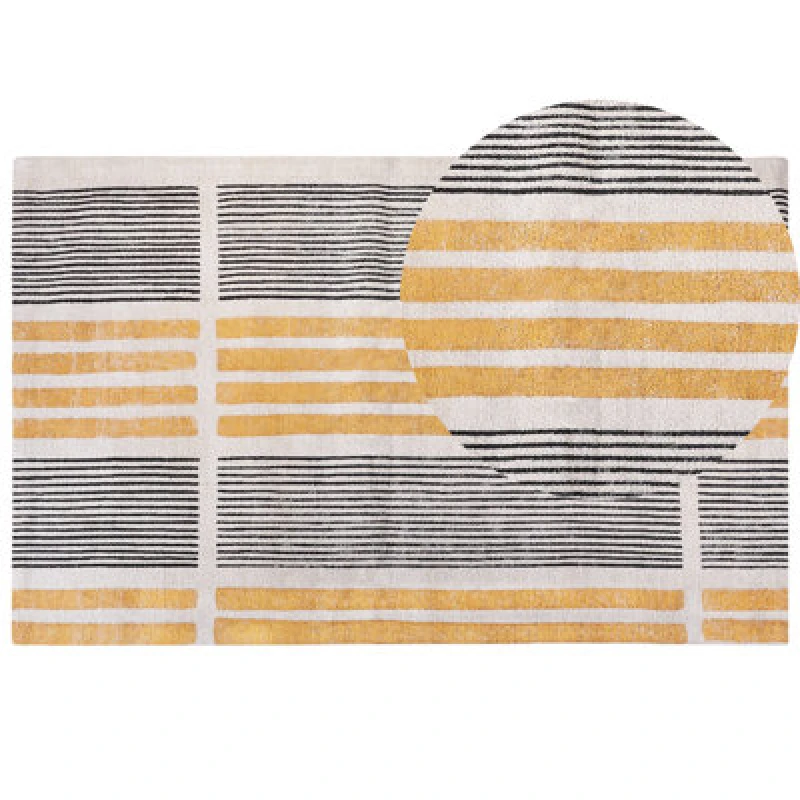 Image of Beliani Rug Katra Beige 140 X 200 Cm Cotton