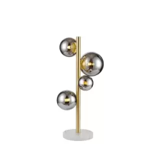 image of Marshall Table Lamp, 4 Light G9, Satin Gold, Chrome Plated Glass