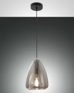 image of Britton Dome Pendant Ceiling Lights Transparent Grey Glass, E27