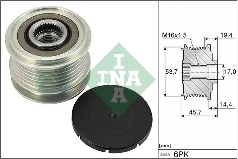 Image of Alternator clutch pulley INA 535 0328 10