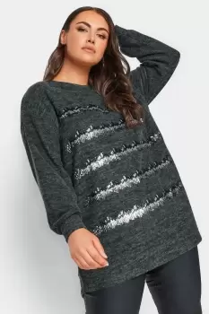 image of Sequin Embellished Stripe Jumper