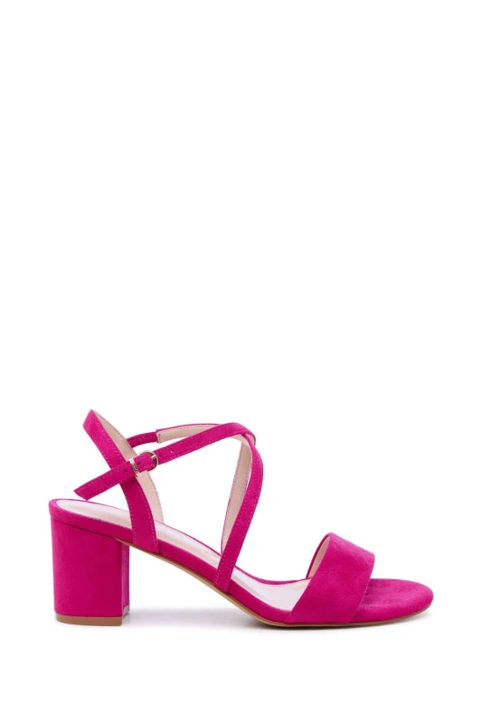 Image of Paradox London Womens Honeysilk' Wide Fit Block Heel Sandals in Fuchsia Size: 8E Fuchsia Female 8E