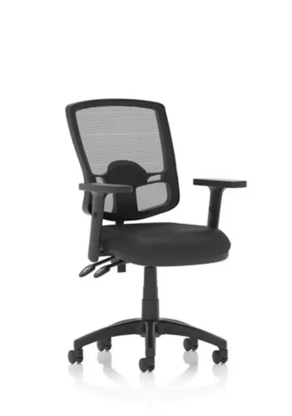 Image of Eclipse Eclipse Plus II Lever Task Operator Chair Deluxe Mesh Back With Black Bonded Leather Seat With Height Adjustable Arms DE02DMVINYLBLKHA