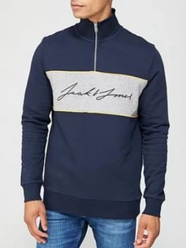 Image of Jack & Jones Jack & Jones Colour Block Half Zip Sweat