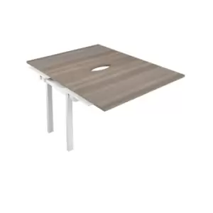 Image of Telescopic Sliding 2 Person Extension Bench with Cut Out and White Frame - 1200mm - Grey Oak