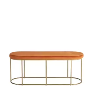 Image of Madison Gold Metal Frame Velvet Bed Bench Tobacco