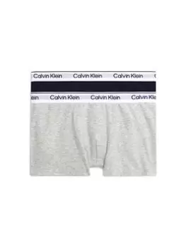 Image of Calvin Klein Boys 2 Pack Trunk - Grey/Navy, Multi, Size Age: 10-12 Years