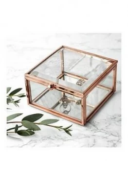 image of Personalised Rose Gold Glass Trinket Box