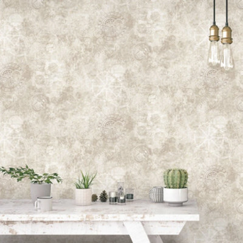 Image of Galerie Nostalgie Beige Gears Smooth Wallpaper