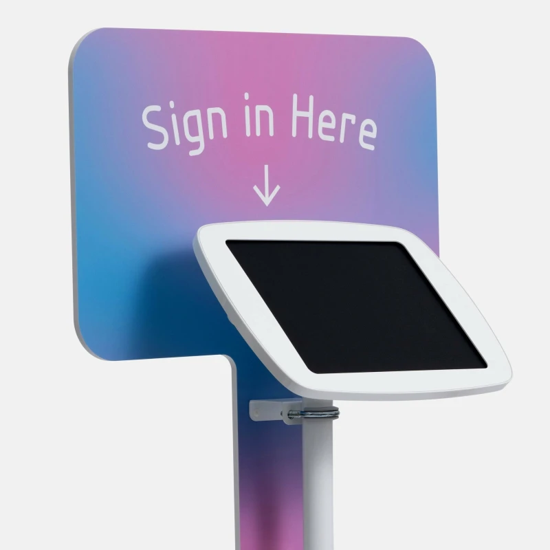 Image of Bouncepad Floorstanding with Branding Board and USB Cable Exposed Front Camera and Home Button White Apple iPad Pro 7th Gen 13-inch (2