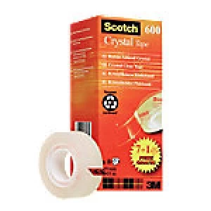 Image of Scotch Tape Crystal Polypropylene 19mm x 33m Transparent 8 Rolls