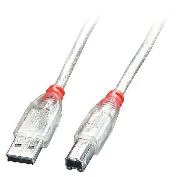 Image of Lindy 5m USB 2.0 Cable - Type A to B, Transparent