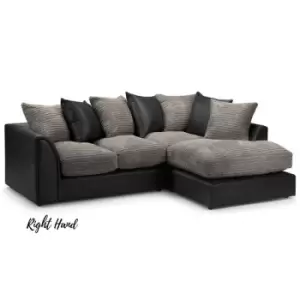 Image of Sturridge Modern Chenille & Faux Leather Fabric RHF Corner Sofa - Charcoal - Charcoal