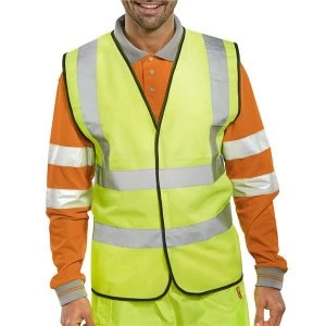 Image of Bseen High Visibility Waistcoat Full App 2XL Yellow Black Piping