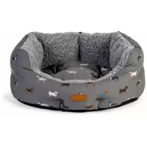 image of Danishdesign - Danish Design Fatface Marching Dogs Deluxe Slumber Bed - 18 (45 Cm) Grey Marching Dogs