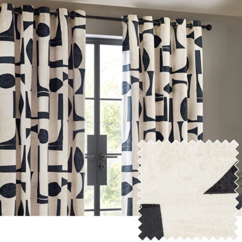 Image of Hoem Carro Abstract Eyelet Curtains In Dusk 117 X 137Cm 5.02553E+12