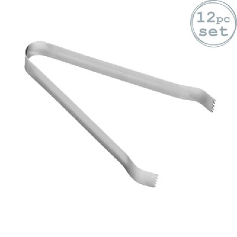 Image of Rink Drink Stainless Steel Ice Tongs - 16Cm - Silver - Pack Of 12