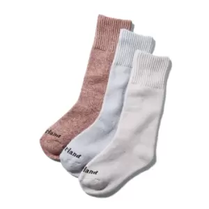 image of Timberland Three Pack Marled Crew Socks Gift Box For Her In Pink Pink, Size M