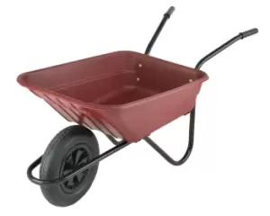 image of 90 Litre Shire Heavy Duty Plastic Wheelbarrow - Burgundy - Pneumatic Wheel