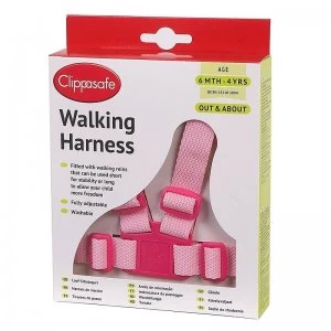 Image of Clippasafe Walking Harness and Reins 6 Months - 4 Years Pink