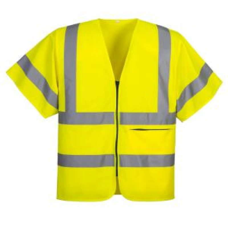 Image of Portwest Short Sleeve Hi Vis Waistcoat with Pocket C372YERL Colour: Yellow