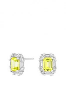 image of Simply Silver Sterling Silver Yellow Cubic Zirconia Emerald Cut Earrings