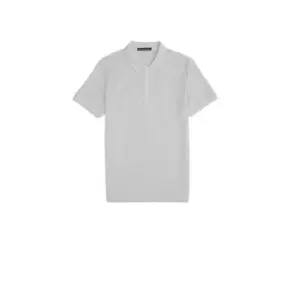 French Connection Zip Up Pique Polo Shirt - Grey