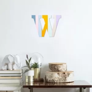 Image of Alphabet W Multicolor Decorative Wooden Wall Accessory
