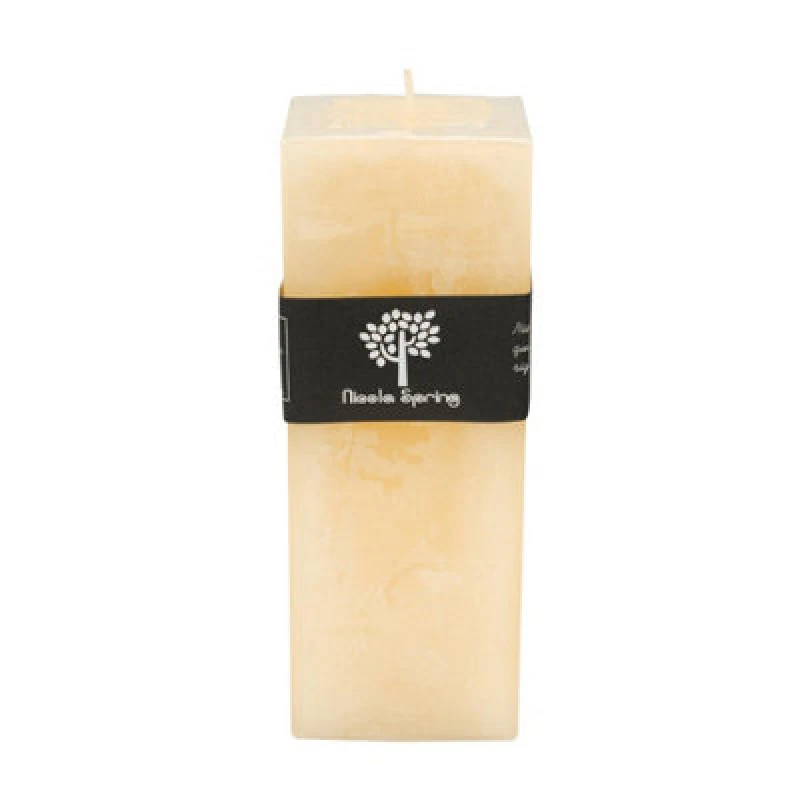 Image of Nicola Spring Square Vanilla Pillar Candle - 110 Hours - Cream Beige