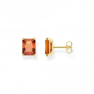 image of Sterling Silver Gold Plated Orange Stone Earrings H2201-472-8