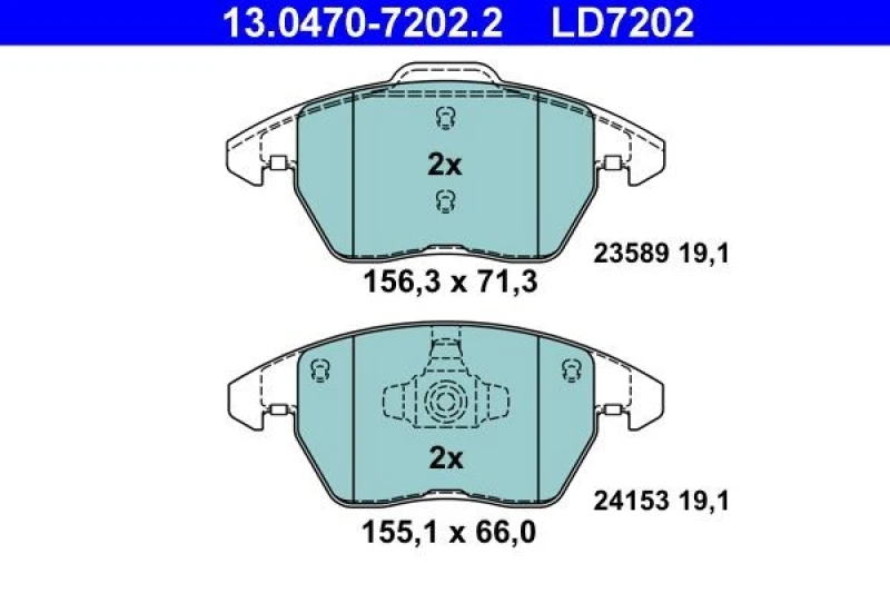 Image of ATE 13.0470-7202.2 Brake pad set excl. wear warning contact Brake Pad Set,disc brake (402)