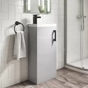 Image of 400mm Grey Cloakroom Floorstanding Vanity Unit with Basin and Black Handle - Ashford