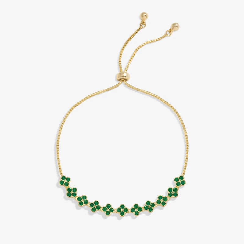 Image of Jon Richard Gold Plated And Emerald Clover Toggle Bracelet Jewellery Sets One Size Gold 38652610000